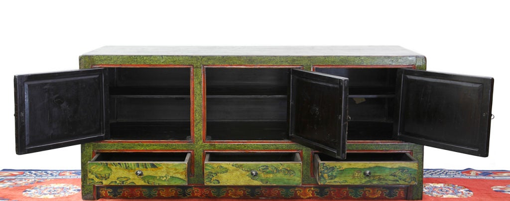 A finely hand painted Tibetan buffet style cabinet 4