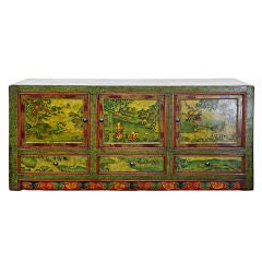 A finely hand painted Tibetan buffet style cabinet