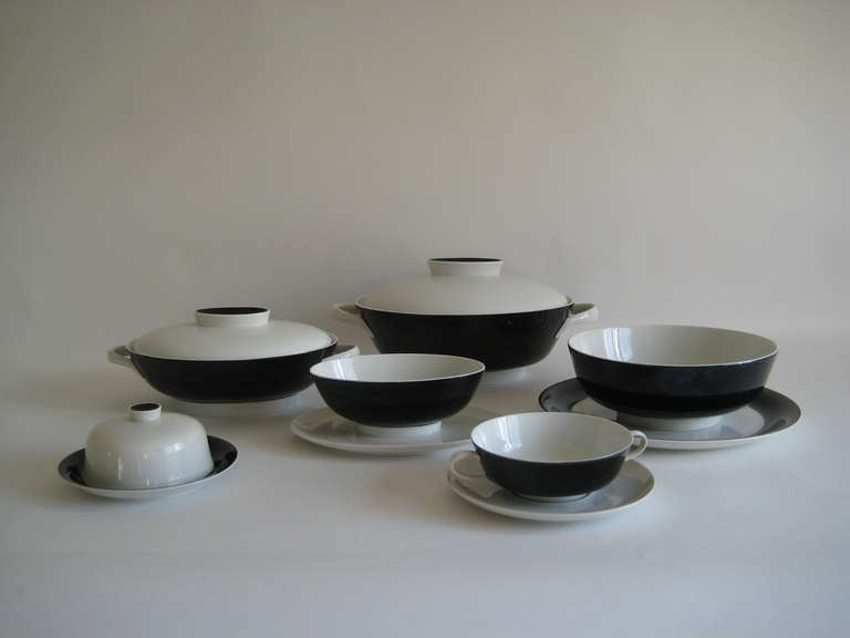 Set for 12 1960s Black and White Rosenthal China, Germany at 1stDibs