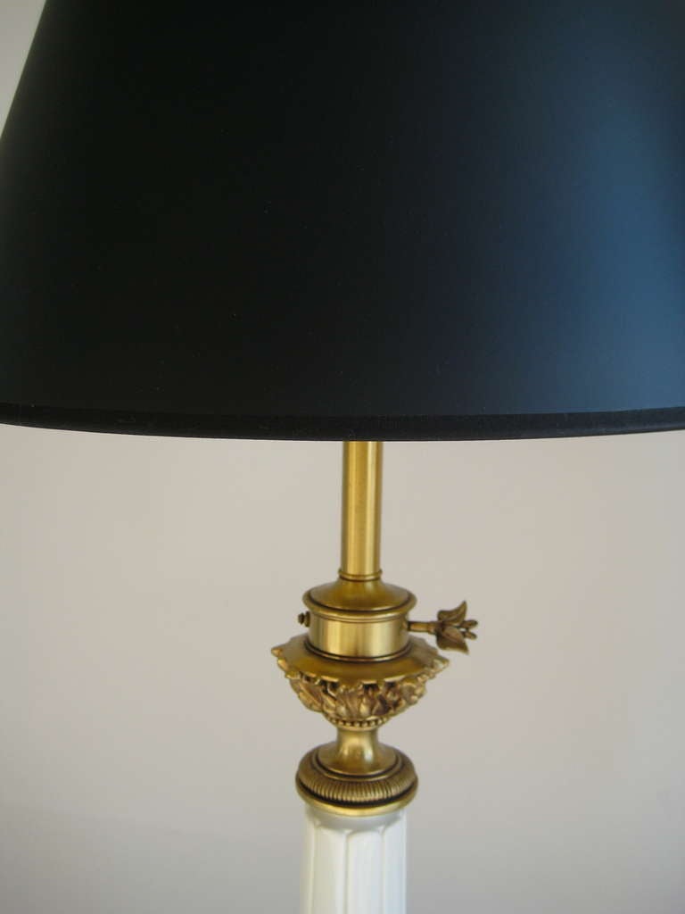 Mid-20th Century Pair of Mid-Century Stiffel Table Lamps Ornate Brass and Ceramic