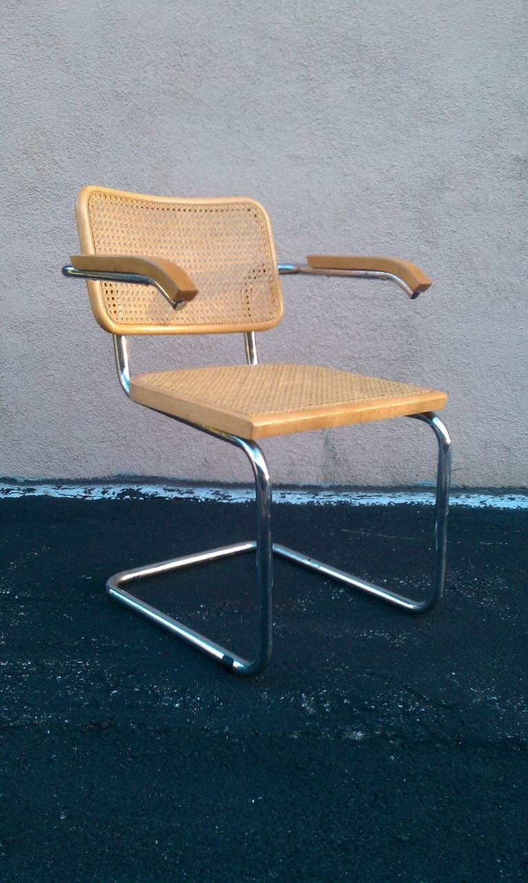 1970s midcentury Marcel Breuer Cesca caned chair / chairs. Chrome frame. Sold individually. However, we do have multiples of these chairs.