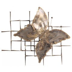 Abstract Modernist Brutalist Butterfly Wall Sculpture Artist Signed Mid Century