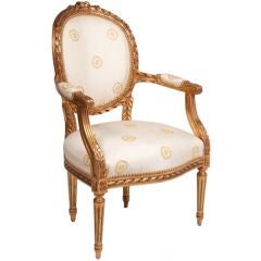 Vintage Louis XVI Gilded Armchair