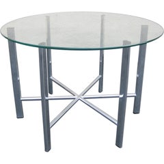 1970s Chrome and Glass Round Coffee or End Table