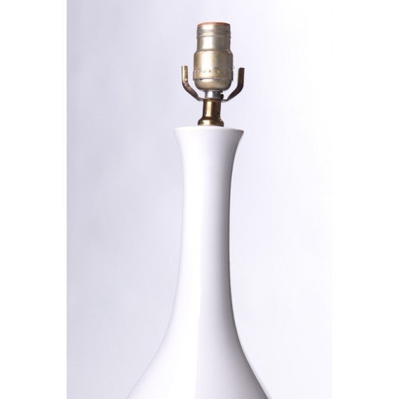 Mid-Century Modern Mid Century Pair of  Large White Glazed Ceramic Table Lamps