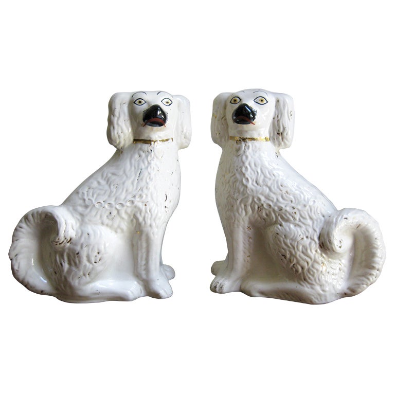 Pair of Antique Staffordshire Dogs, England For Sale
