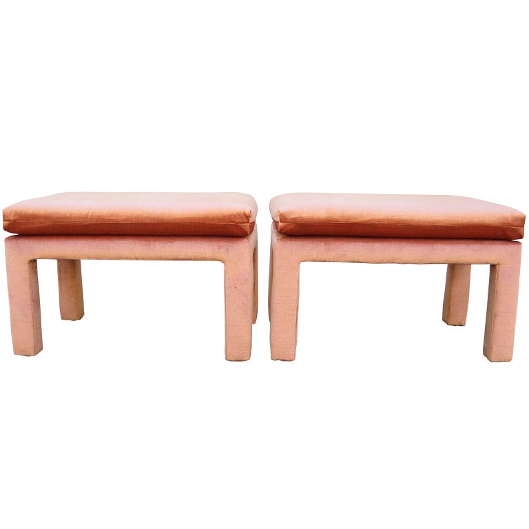 Pair of Midcentury Velvet Upholstered Benches by Drexel