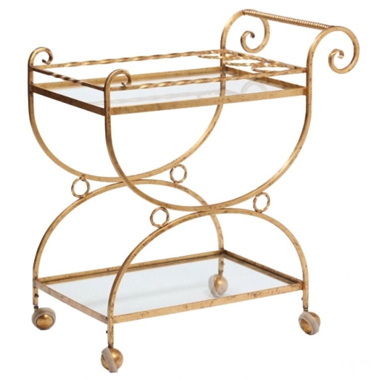 Gilded Iron Serving Bar Cart at 1stDibs