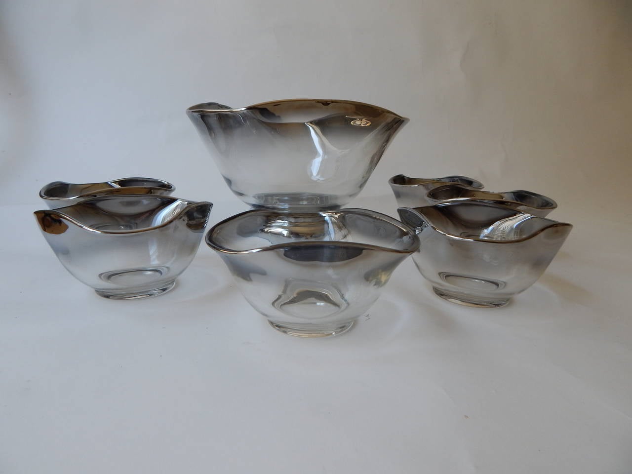 Glass Midcentury Bowl Set Attributed to Dorothy Thorpe