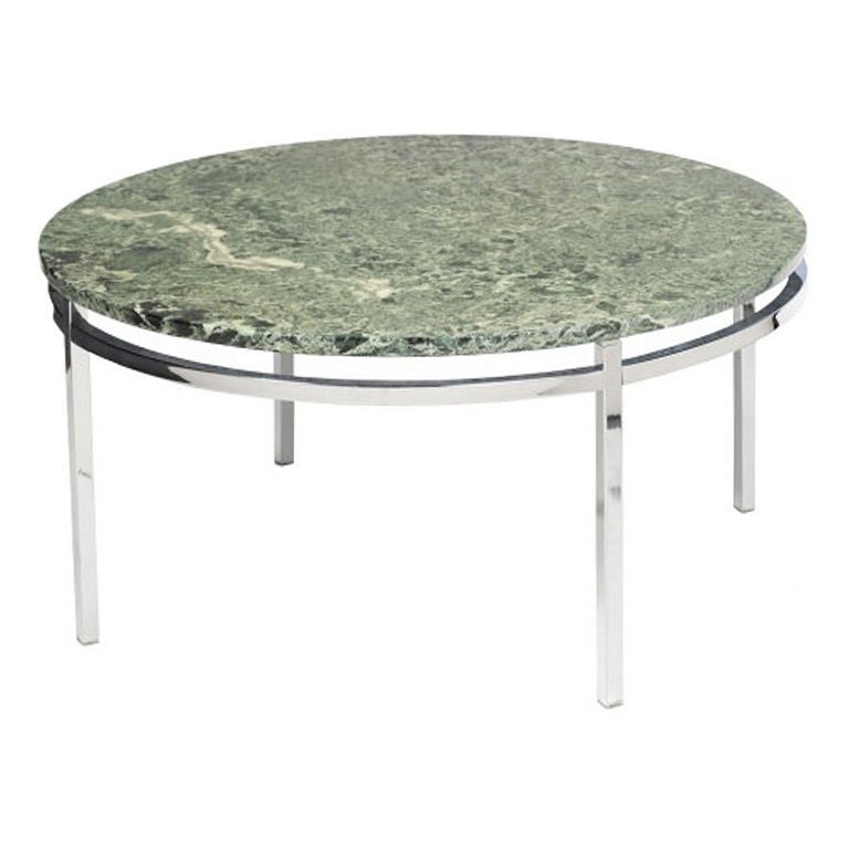 Round Marble and Chrome Coffee Table, 1969