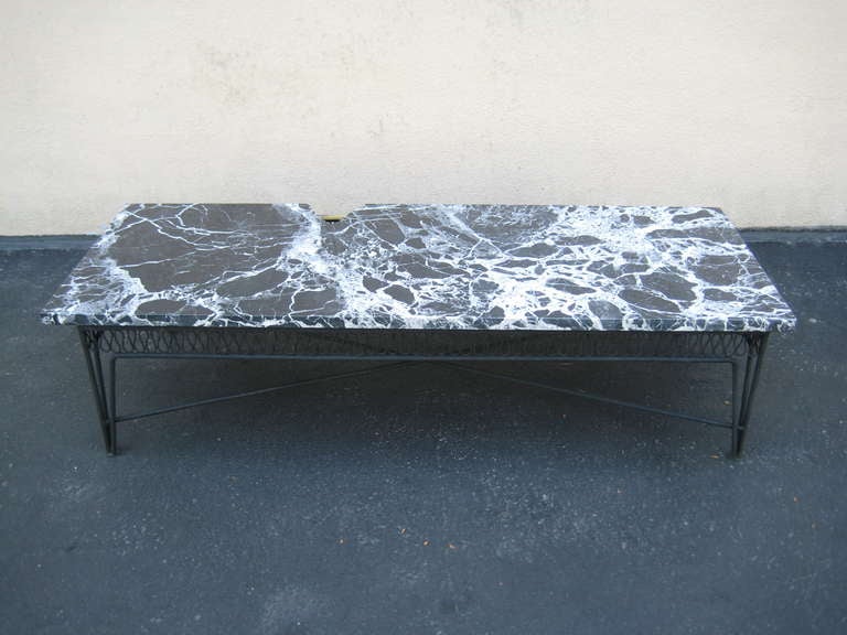 American Maurizio Tempestino for Salterini Marble and Wrought Iron Tables Indoor Outdoor