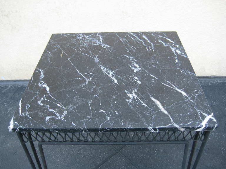 American Maurizio Tempestini for Salterini Marble and Wrought Iron Side or End Table