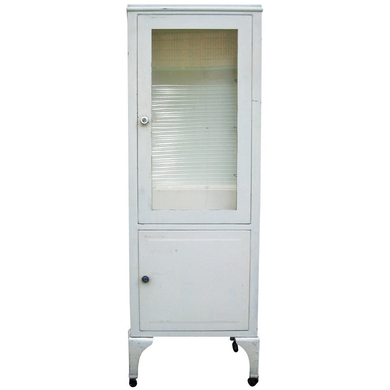 Vintage Industrial Medical Display Cabinet