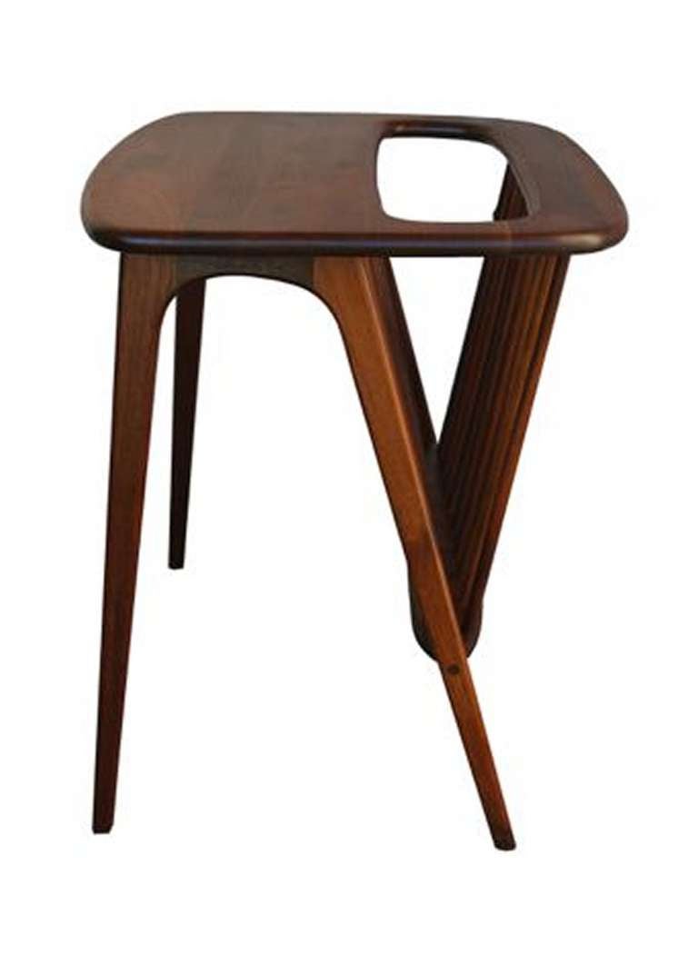 Mid Century 1960s Walnut Magazine Table Stand.  Modernist Design.