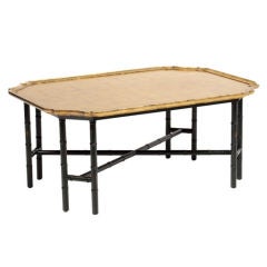 Kittinger Coffee Table Gilded Gold Leaf Top Ebony  Bamboo Legs