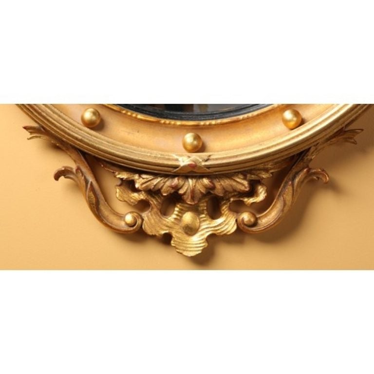 American Regency Style Gilded Convex Mirror