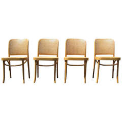 Set of 4 Josef Hoffmann Bentwood and Cane Chairs, Poland