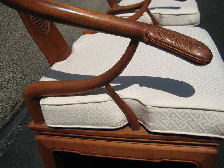 MidCentury Pair of Chinese Teak Chairs at 1stdibs