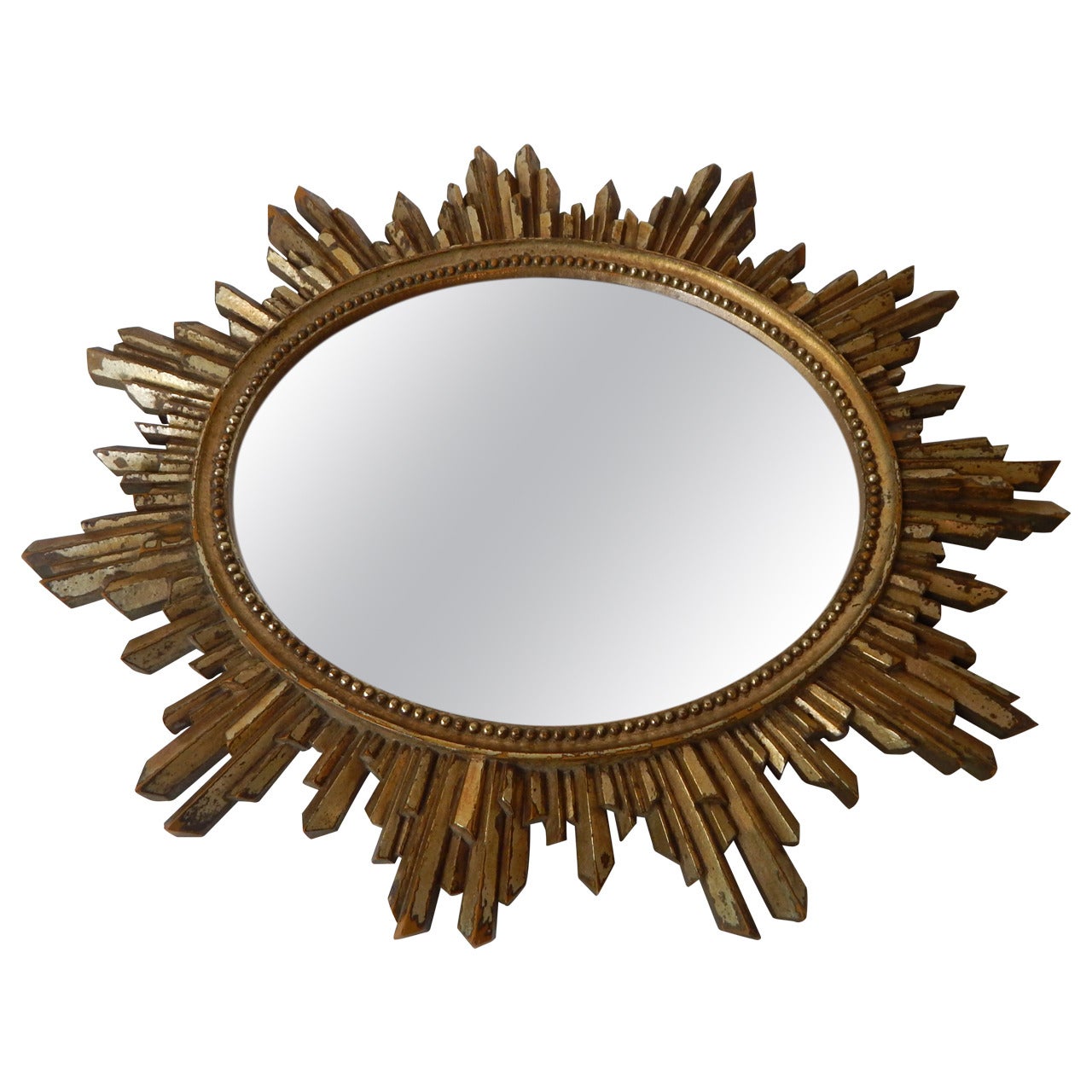 Antique Italian Giltwood Sunburst Mirror