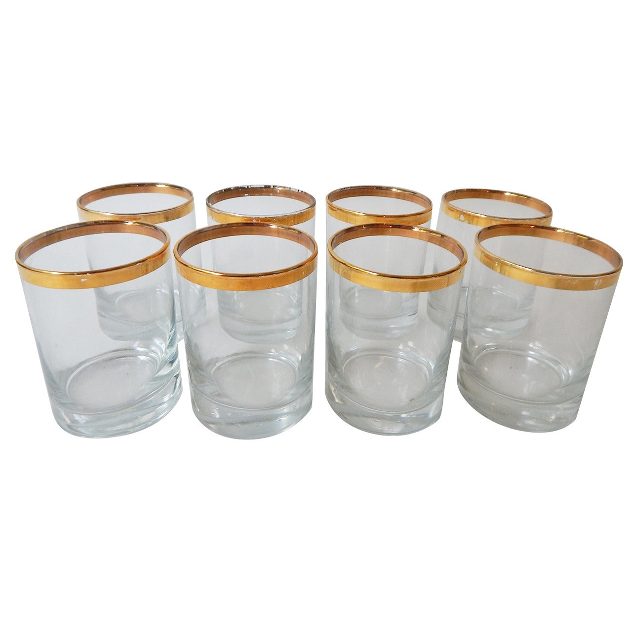 Set of Eight Dorothy Thorpe Glasses with Gold Trim