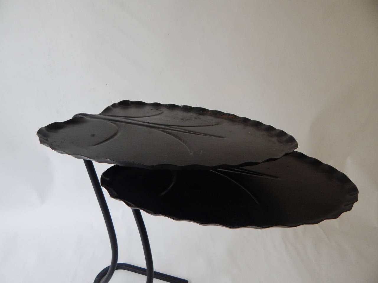Mid century wrought iron lily pad nesting tables by Salterini.