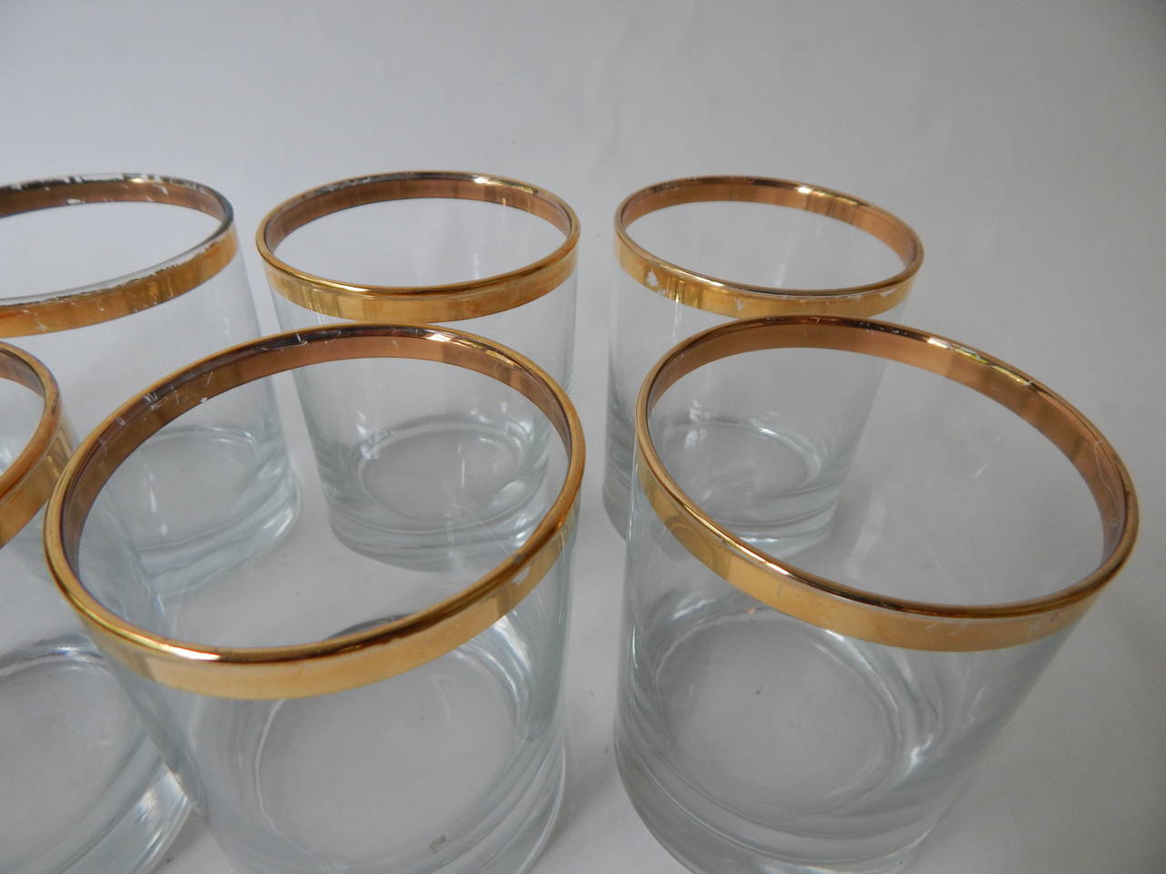 American Set of Eight Dorothy Thorpe Glasses with Gold Trim