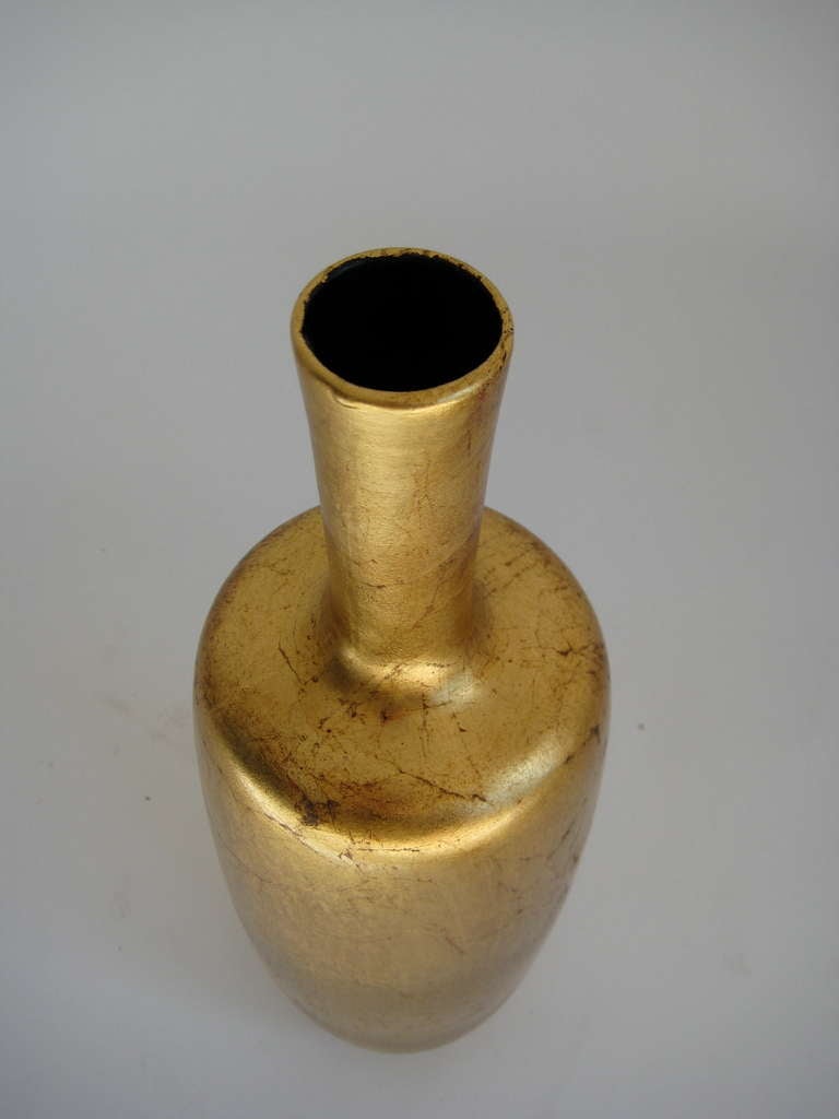 Mid century 1960s Gilt Vase. Modern Design. Gilded Ceramic.
Height 19