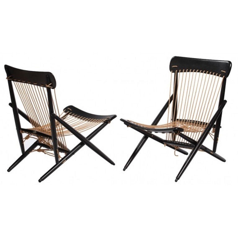 Rare Pair of 1950s "Maruni" Rope Chairs, Japan