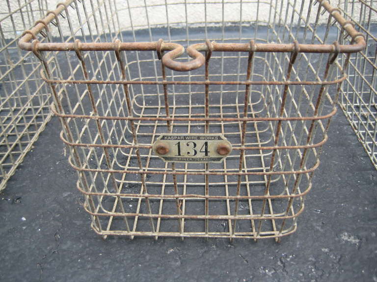 American Antique Industrial Metal Locker Baskets For Sale
