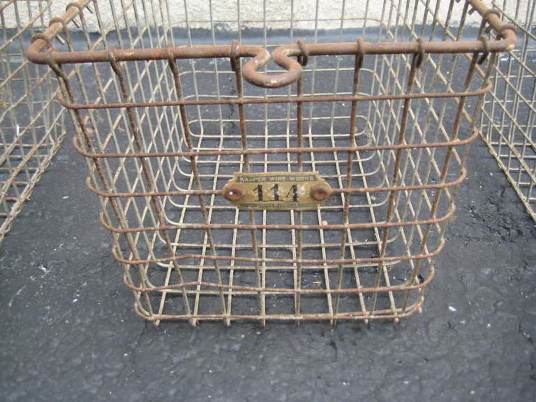 Antique Industrial Metal Locker Baskets In Good Condition For Sale In New York, NY