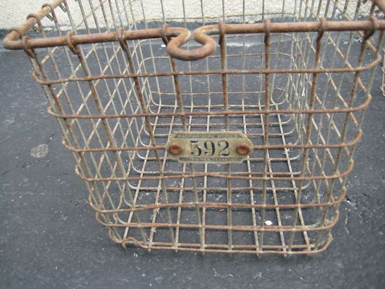 20th Century Antique Industrial Metal Locker Baskets For Sale
