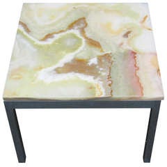 Mid Century Marble and Chrome Side table