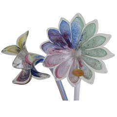Two Murano Italy Long Stemmed Flowers