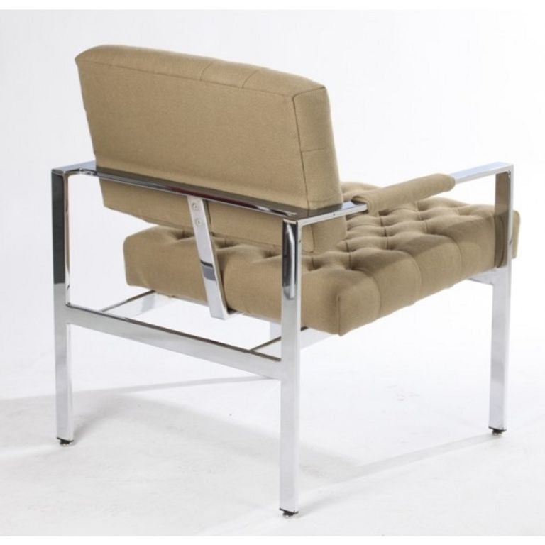 Milo Baughman for Thayer Coggin Mid Century Chrome Tufted Chair at 1stdibs