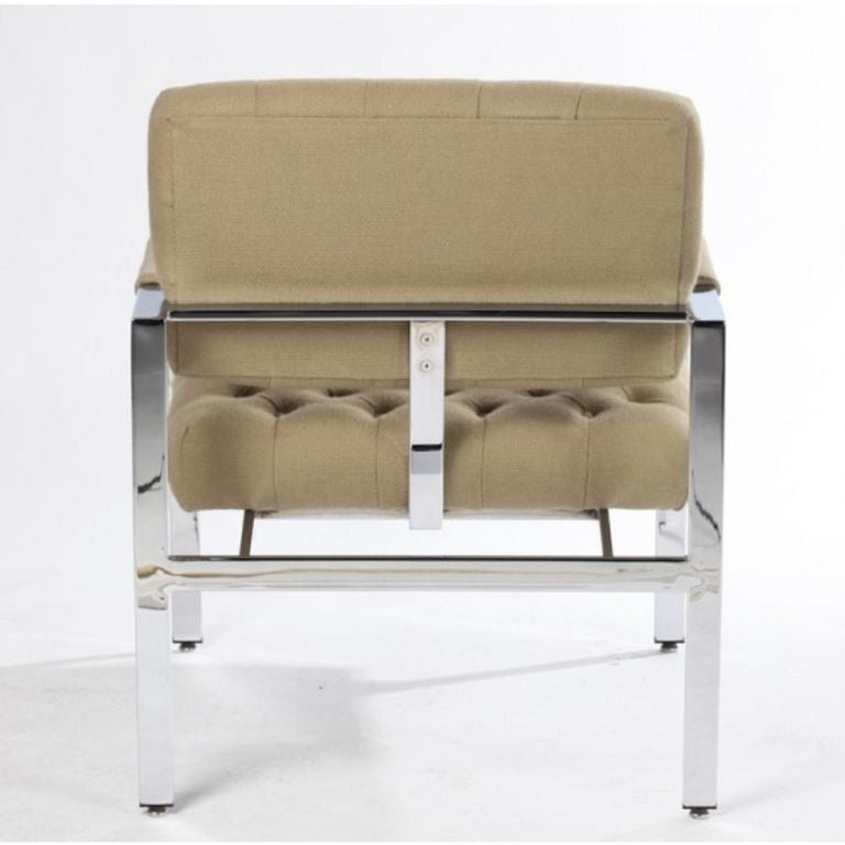 Milo Baughman for Thayer Coggin Mid Century Chrome Tufted Chair at 1stdibs
