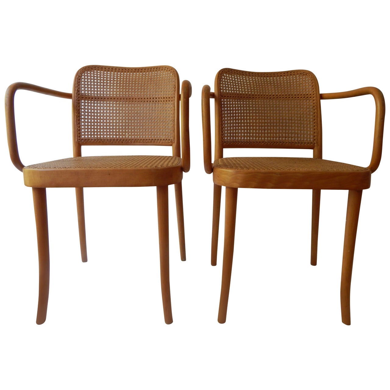 Pair of Josef Hoffmann Cane Bentwood Chairs