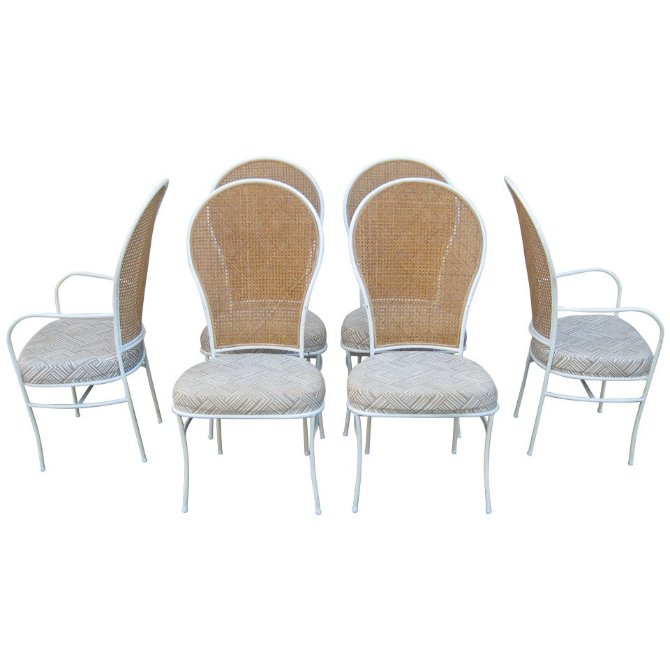 Rare Set of 6 Milo Baughman for Thayer Coggin Cane Back Chairs, 1976