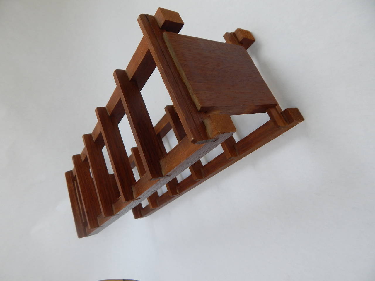 Mid Century Danish teak wine rack. Marked Brostrom, Denmark.