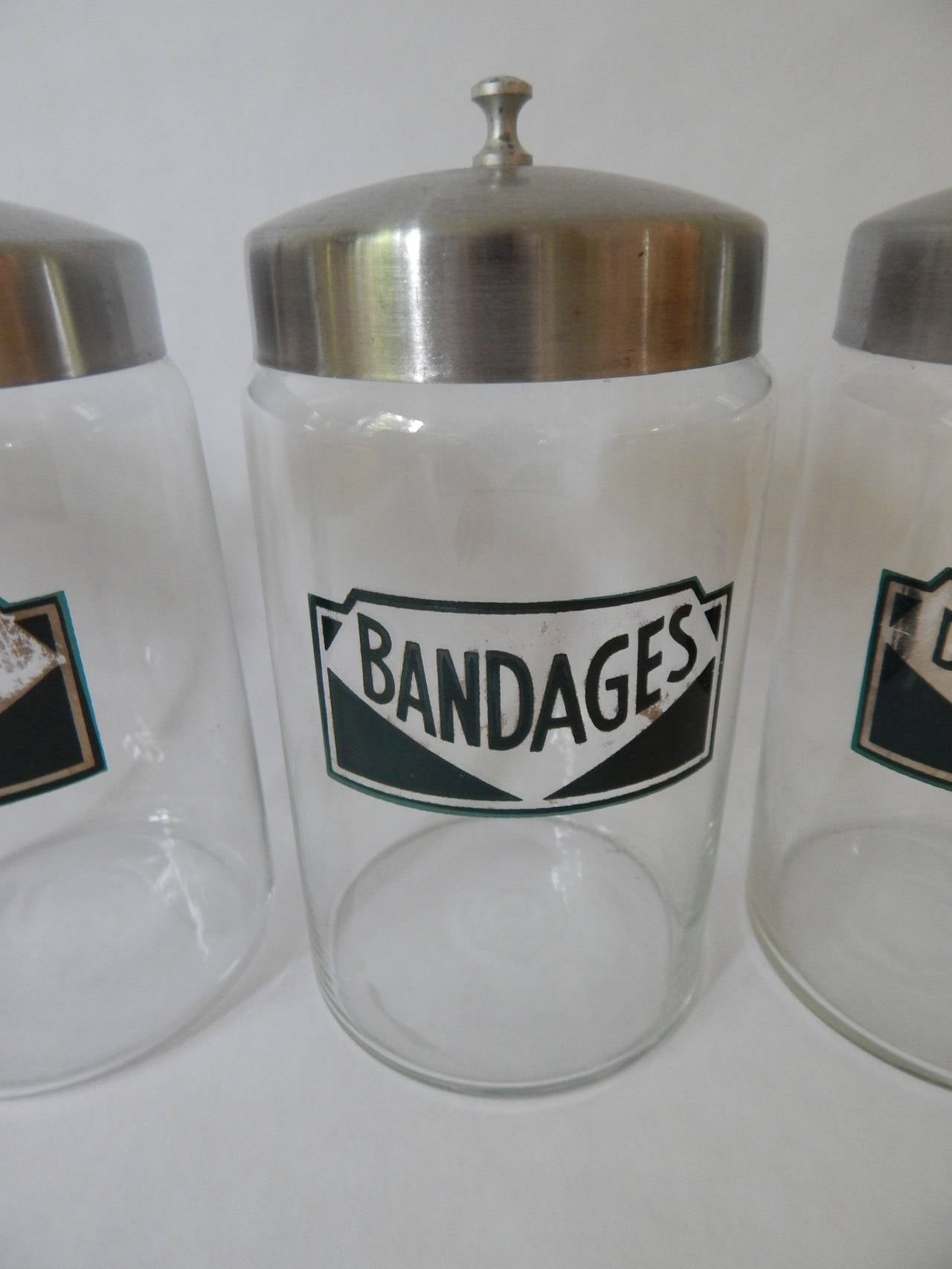 Glass Set of Five Apothecary Jars
