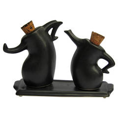 Retro Michael Lambert Ceramic Oil and Vinegar