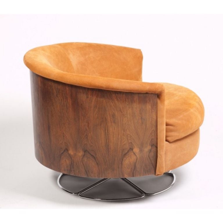 Selig Barrel Back Swivel Club Chair, Wooden Barrel Chair Swivel