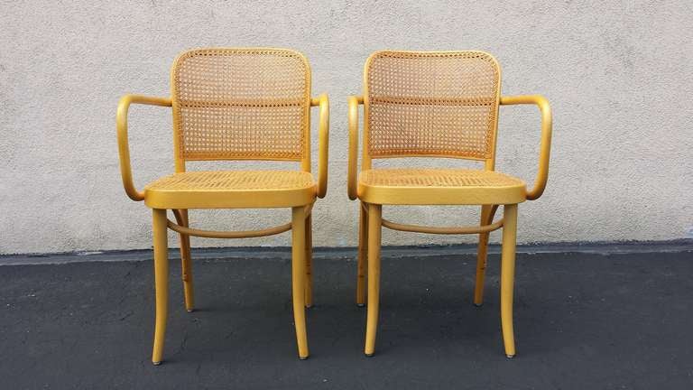 Mid-Century Modern Josef Hoffmann, Czechoslovakia Bentwood and Cane Set of 6 Chairs