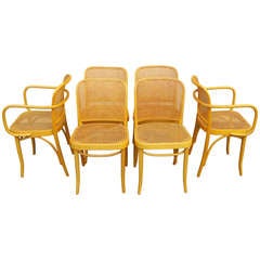 Josef Hoffmann, Czechoslovakia Bentwood and Cane Set of 6 Chairs