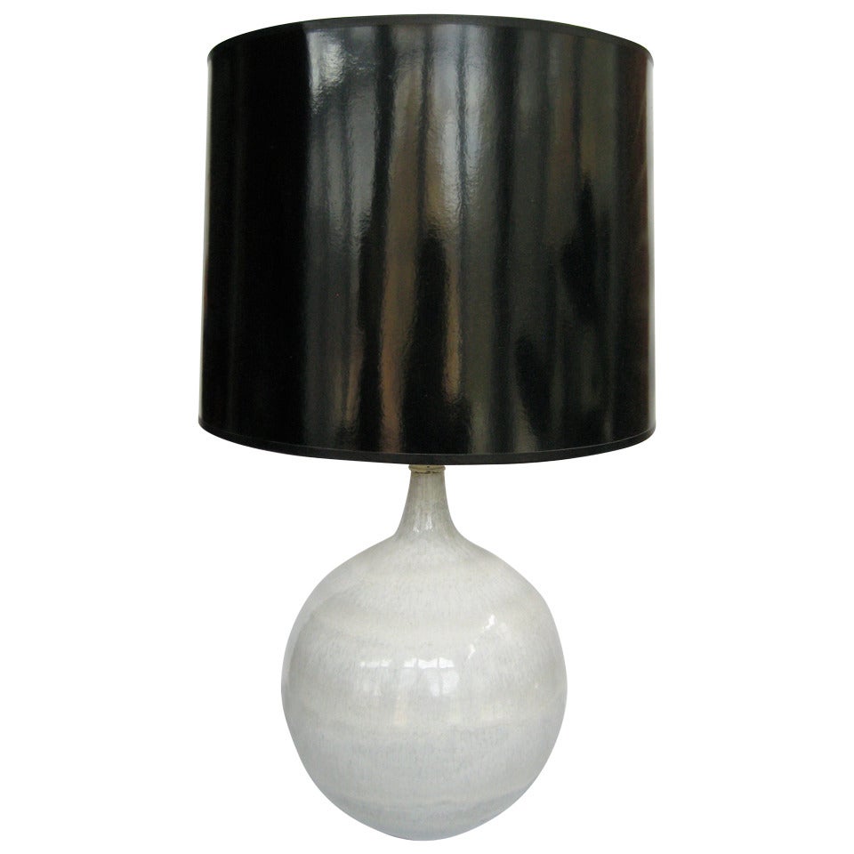 Mid Century Glazed Ceramic Pottery Orb Globe Table Lamp For Sale
