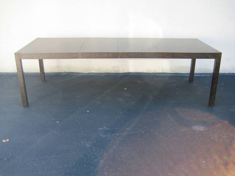 Mid-Century Modern 1960s Drexel Oil Drop Parsons Dining Table with Two Leaves For Sale