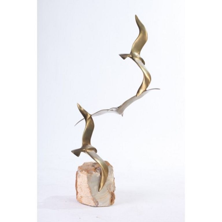 Mid-Century Modern Curtis Jere Sculpture of Flying Seagulls