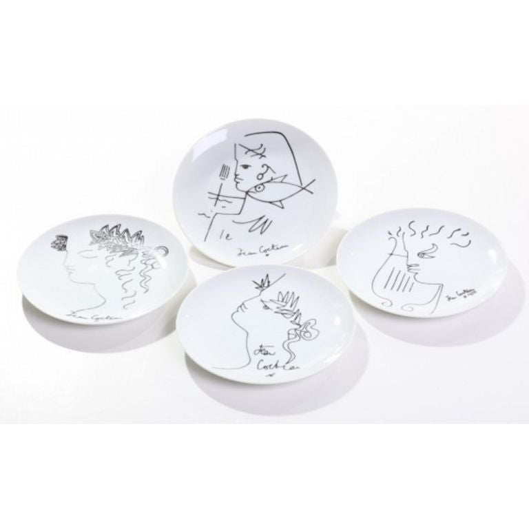 Jean Cocteau for Limoge, France 1958 Set of 4 Plates 1