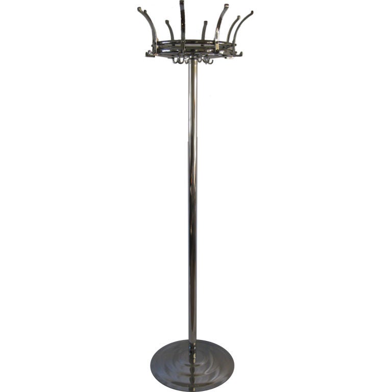 Large Art Deco Chromed Steel Commercial Industrial Coat Rack For Sale