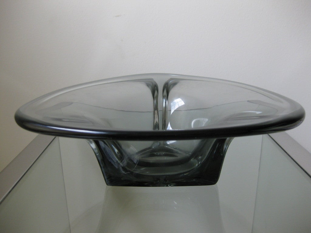 Swedish 1930s Elis Bergh for Kosta Boda Art Deco Glass Bowl