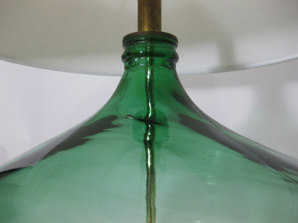 Glass Early 20th Century  Large French Wine Bottle Lamp